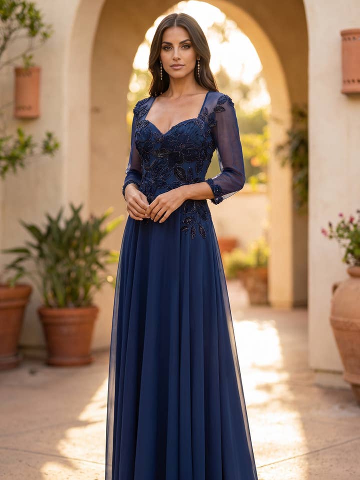 Kos Couture Robe Longue de Soirée Trapèze à Fleurs Femme