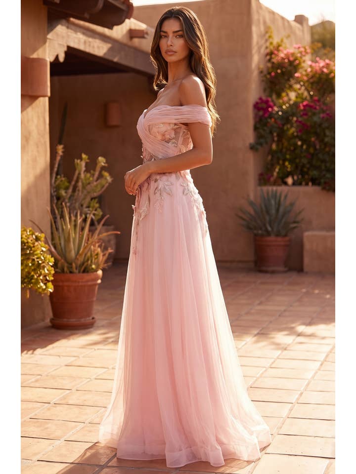 Robe Trapèze Habillée en Tulle à Appliques Florales