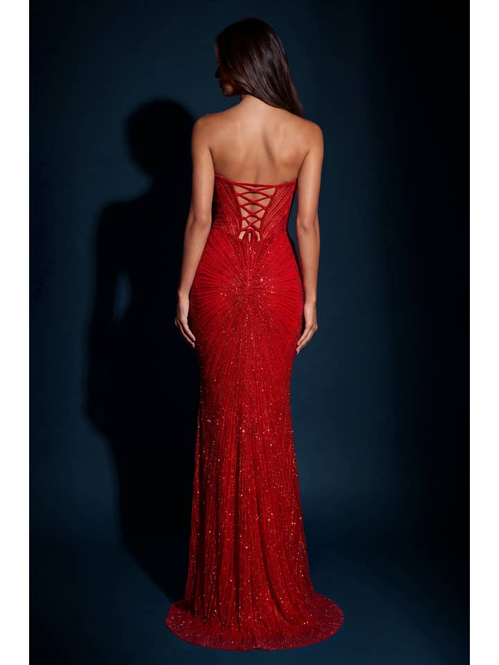 Kos Couture Robe Longue Sirène Pailletée Bustier Femme