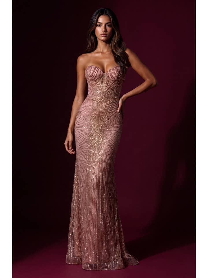 Kos Couture Robe Longue Sirène Pailletée Bustier Femme