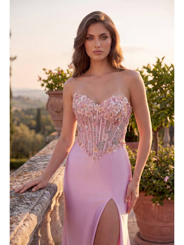 Robe de Bal Longue Formelle Corset Ajustée en Satin Stretch Vente en Gros