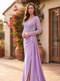 Kos Couture Robe Longue de Soirée Ajustée Manches Longues Femme
